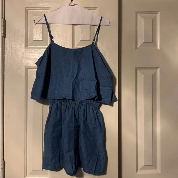 Super Cute Poof Couture Jean Romper - Picture 2 of 4